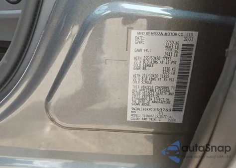 2023 Infiniti Qx60 Luxe Awd from USA, damaged, VIN 5N1DL1FSXPC359769